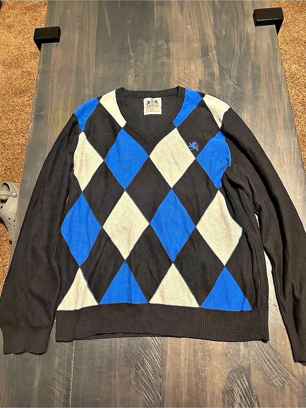 Express Men's Argyle Crewneck Cotton Sweater